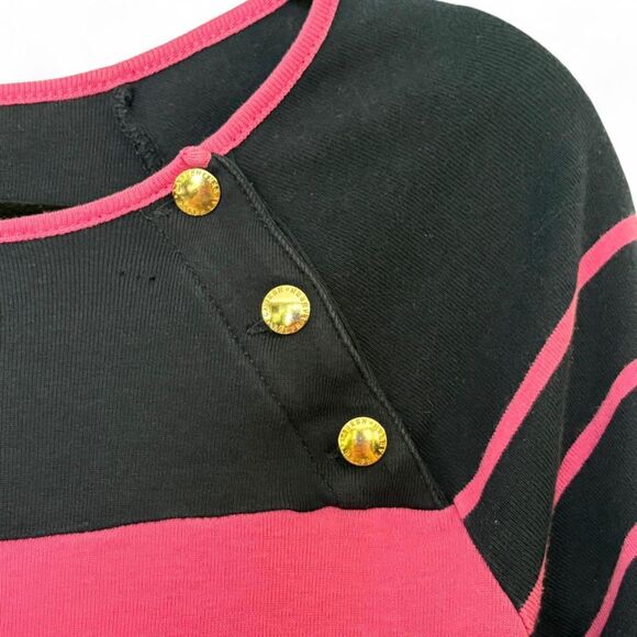 Vintage Lauren Ralph Lauren Navy & Pink Boatneck Cotton 3/4 Sleeve Shirt Size L - Picture 3 of 6